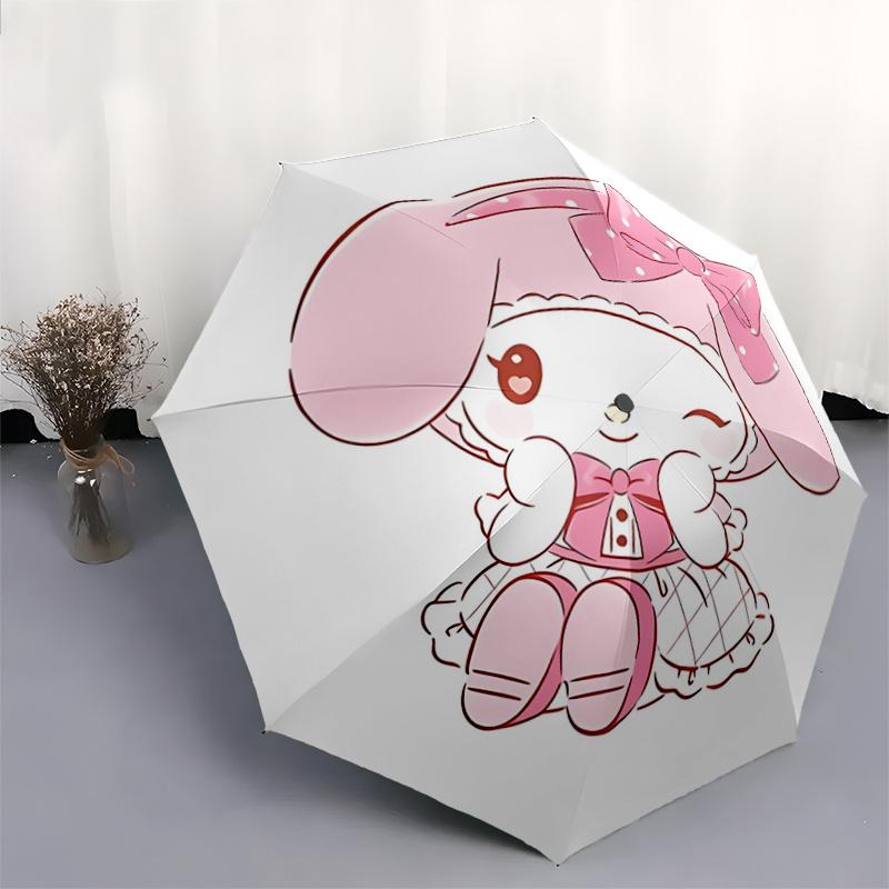 1pc Sweet My Melody Cartoon Umbrella, Portable 3-Fold Compact Umbrella, Suitable for Camping, Hiking and Travel, Ideal Easter Birthday Gift for Family