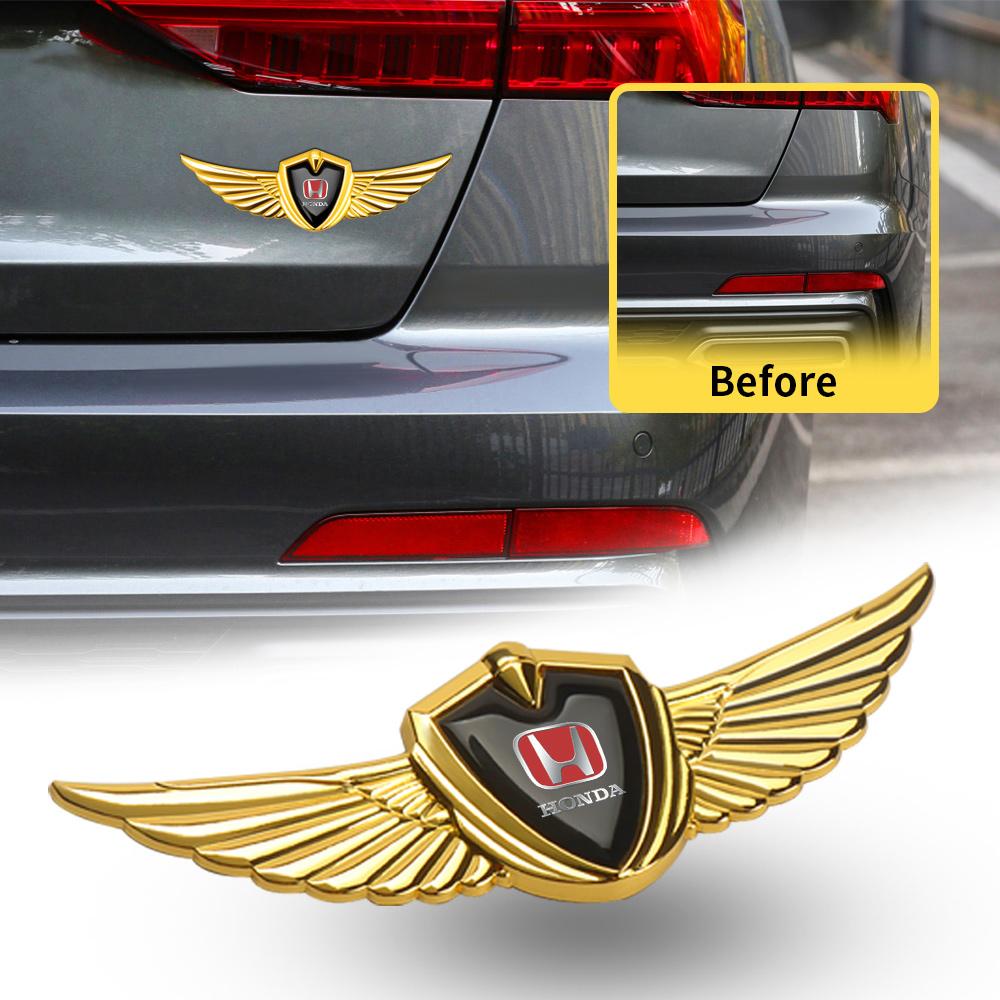 3D Metal Wings Badge Sticker Body Trunk Decorative Decal Custom Badge For Honda City HR-V Jazz Accord Civic CR-V Fit Valve Core JP8