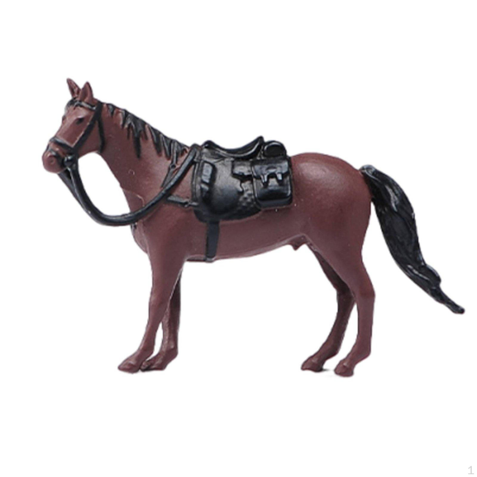 1/64 Scale Horse Figurine Hand-Painted Miniature Saddled Realistic Design