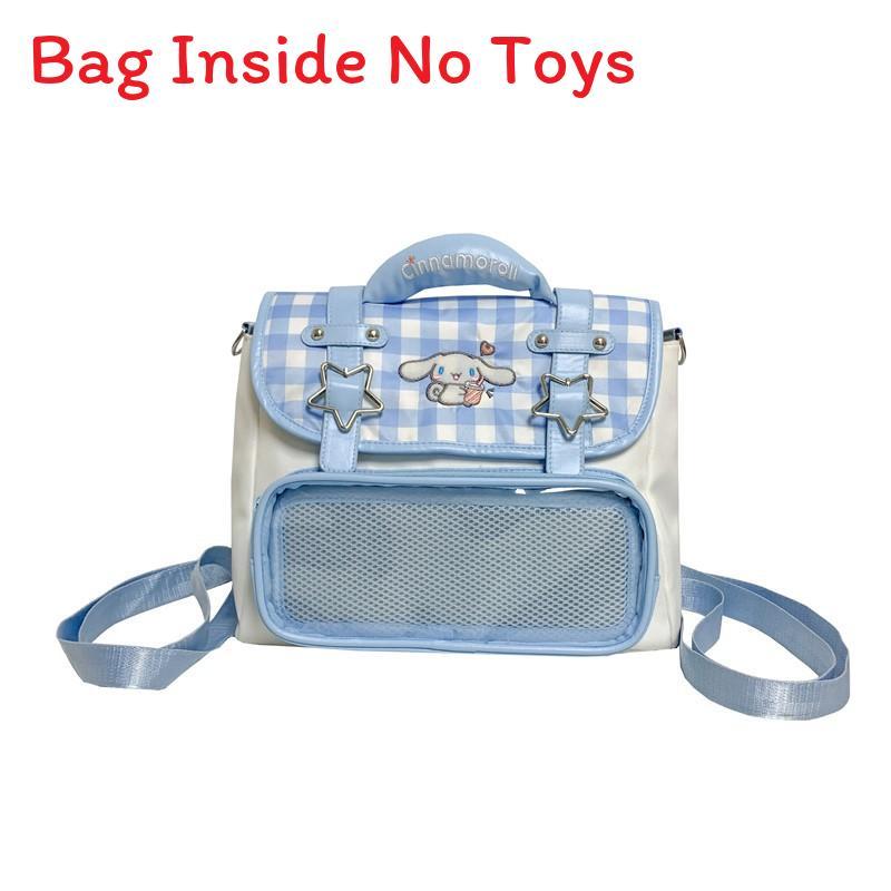 Cinnamoroll Backpack For Girls With Pvc Material And Blue Plaid Design For Daily Use