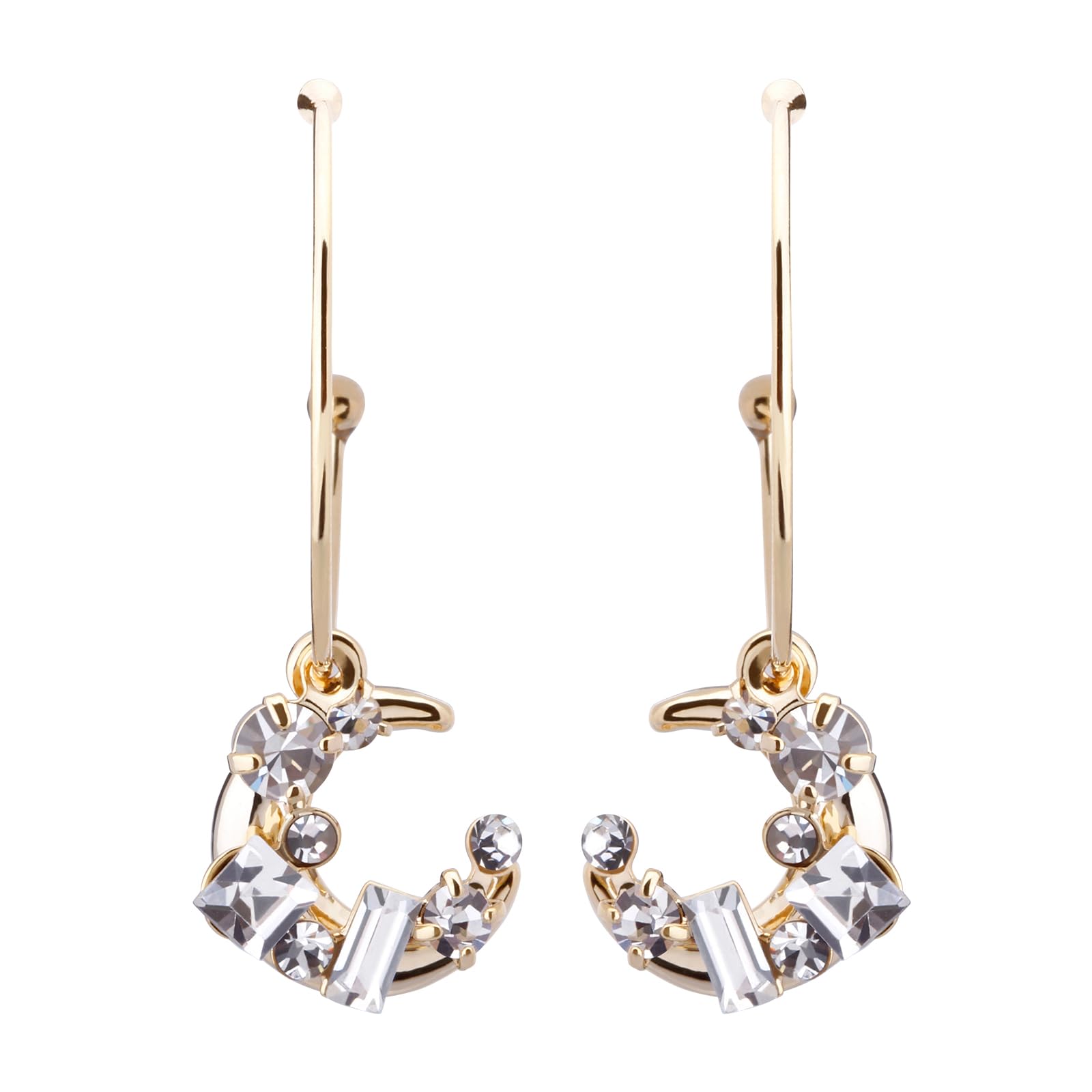 

LOKUMI Made in Hoop Crescent Nickel Gold x Earrings, Japan, Hypoallergenic, Crescent, Preciosa, Crystal, Hoop, Earrings, Bijou, Crescent, Large,