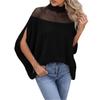 Summer New Fashion Women's Mesh Off-shoulder Bat-sleeve Elegant Half Turtleneck Top