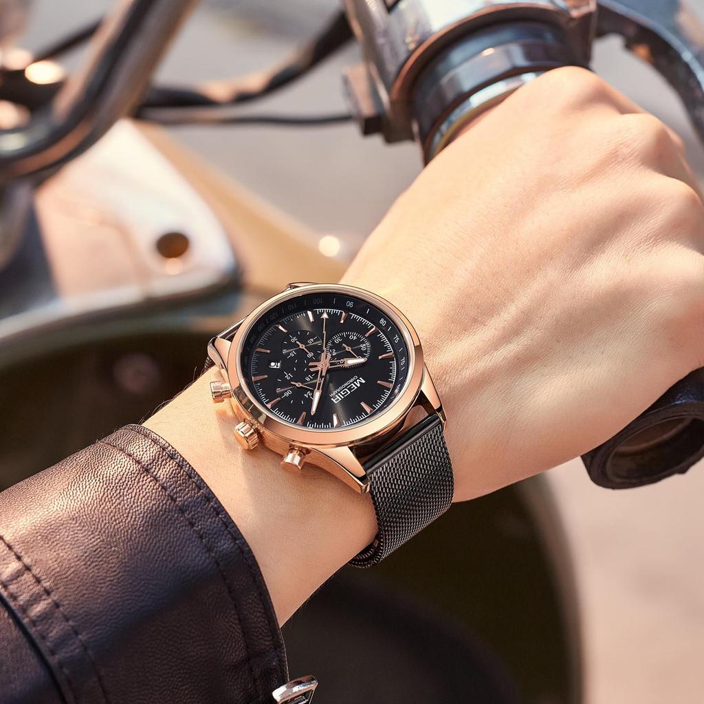 MEGIR Luxury Business Watches for Men Waterproof Men's Casual Quartz Wristwatch Chronograph Date Clock 24-hour Relogio Masculino 2153