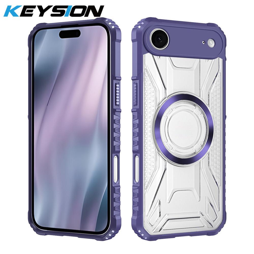 KEYSION Transparent Magnetic Case for iPhone 17 Pro Max Soft Silicone+PC Heavy Duty Shockproof Phone Cover for iPhone 17 17 Air