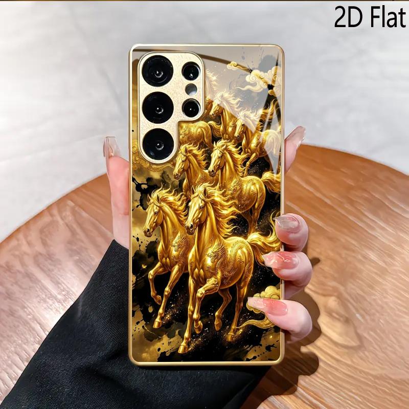 Galloping Golden Steed for Galaxy S24Ultra S23 S22 S25 S21 S20UltraA55A15A16Phone case Pattern Shockproof Protective Back Cover