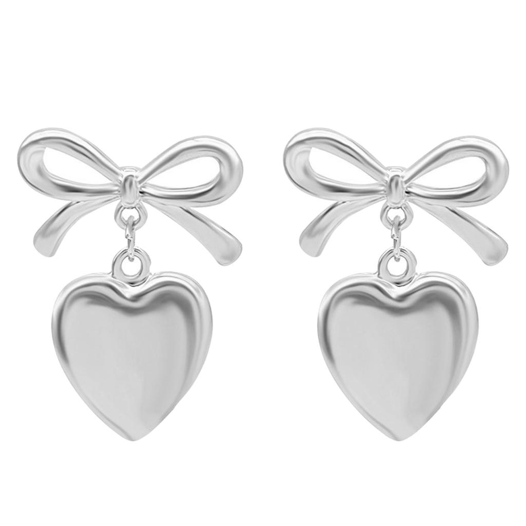 Elegant Bowknot Dangle Earrings Stylish Heart Drop Earrings Ear Jewelry CCB Material Party Ear Accessories for Party