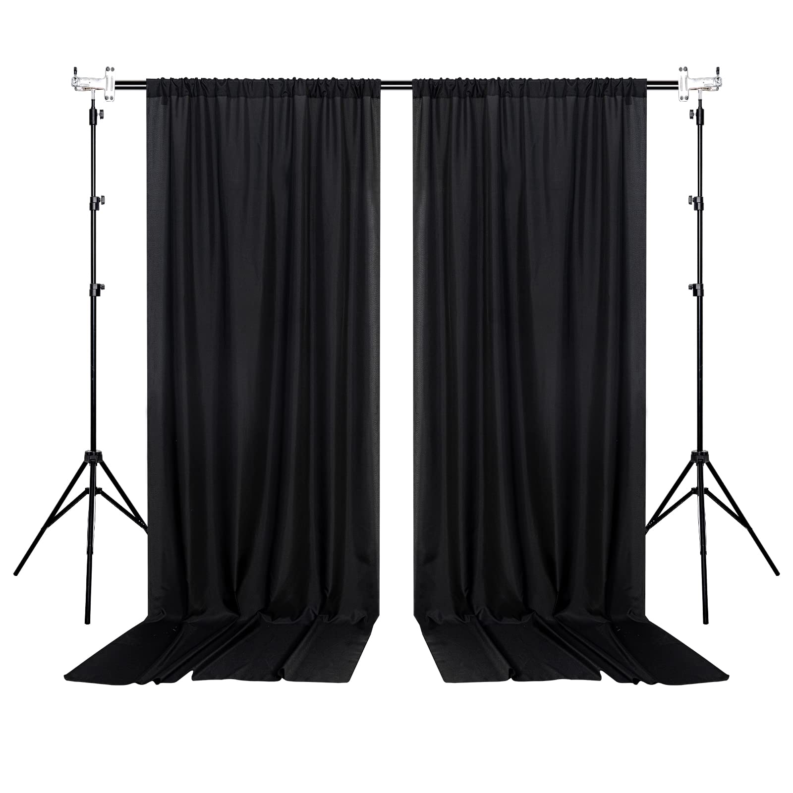 

Party background black curtains, rod fabric curtains, fabric background curtains, 5 x 7/8/10 feet, 1/2 panels 150x213cm-1pc чорний