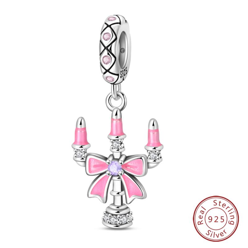 Fit 925 Silver Charms Beads Little Bear Lamb Little Flying Pig Pink Charms For Women DIY Birthday Jewelry Gift