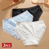 3PCS/Set Seamless Panties Ice Silk Lace Perspective Briefs Ultra Thin Breathable Underwear Cool Summer Female Sexy Lingerie