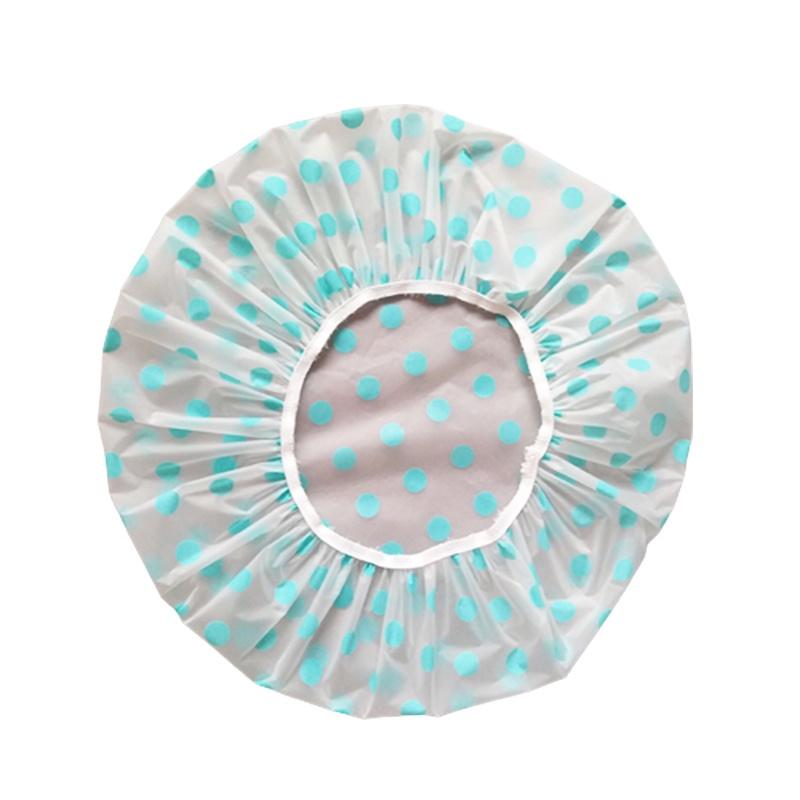 Waterproof Colored Polka Dot Shower Cap Reusable Adult Spa Accessory