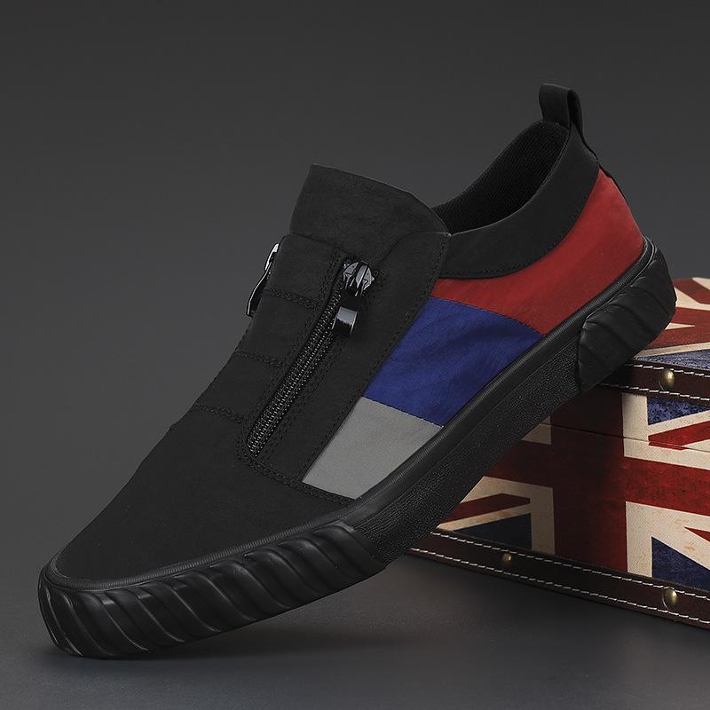 Men's Spring Canvas Zipper Shoes: Breathable, Versatile, Low-Top Sports Sneakers