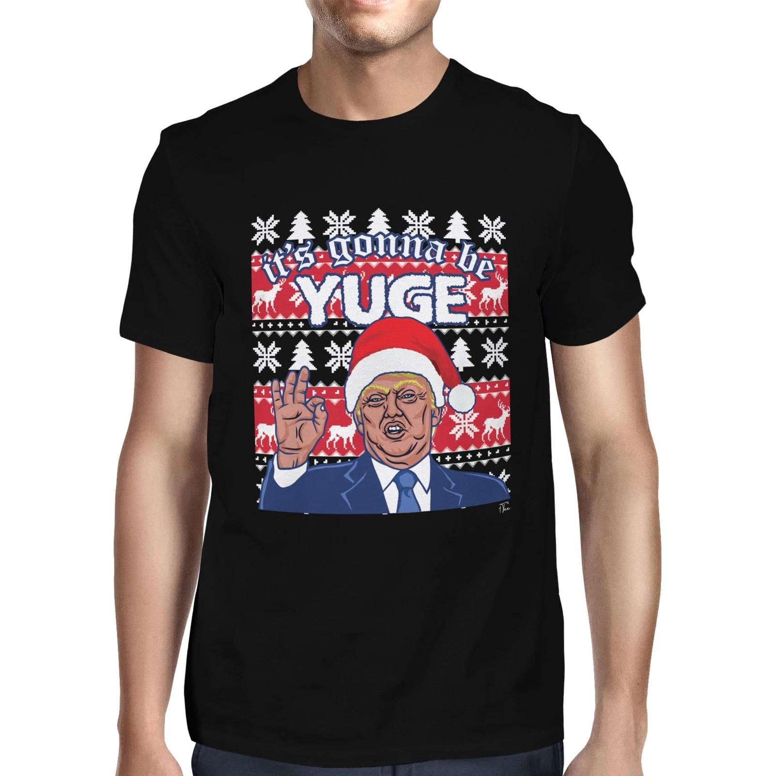 1Tee Mens It s Gonna be Yuge - Donald Trump Santa Hat T-Shirt XXXL
