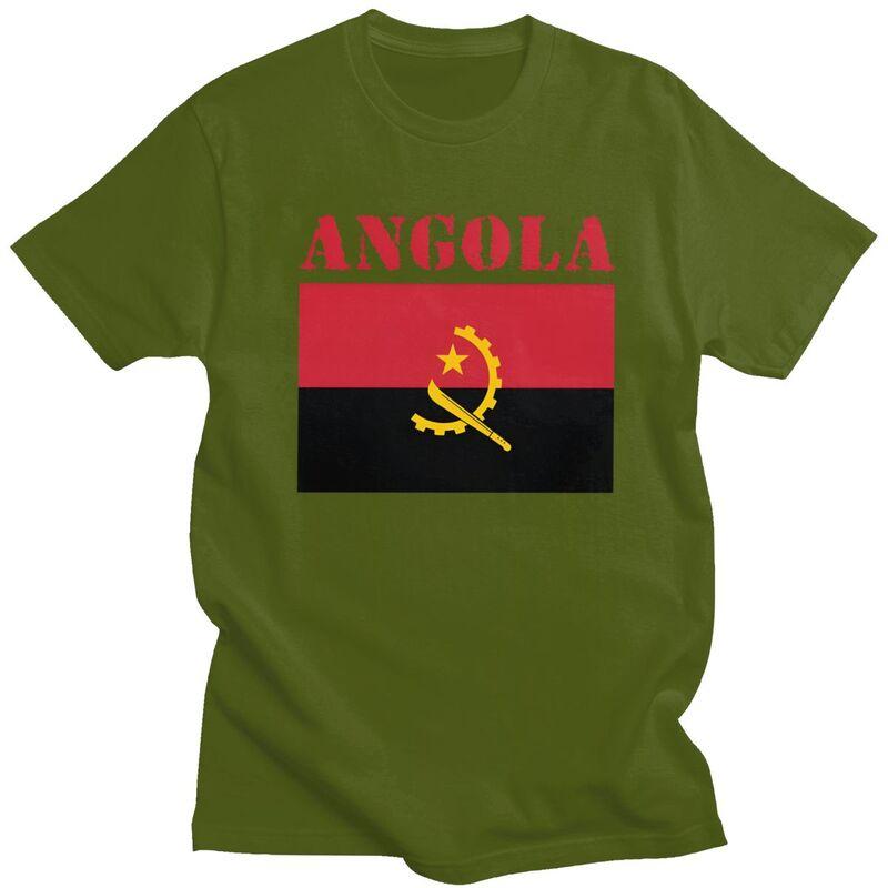 Custom Cool Angola Flag T Shirt Men Short Sleeves Pure Cotton Tshirt Tees Fashion Tshirt