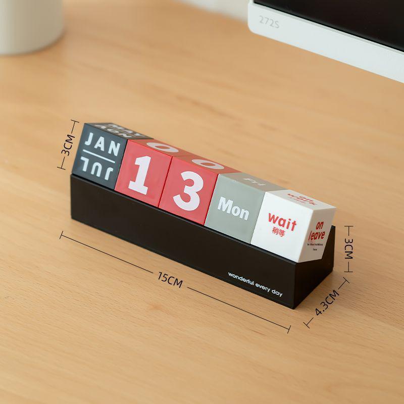 Creative Perpetual Flip Desk Calendar: Square Plastic Decorative Blocks