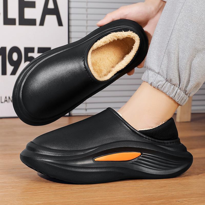 Winter new cotton slippers indoor home velvet thermal shoes waterproof couple wear non-slip thick-soled fluffy slippers 36-37 2909₽