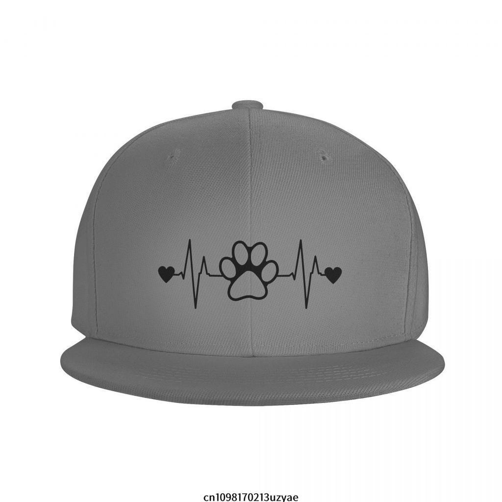 Paw Print EKG Heartbeat Dog Lover Unisex Baseball Cap Polyester Casual Snapback Adjustable Hat