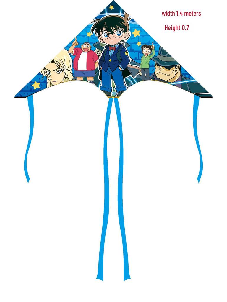 Weifang Cartoon Delta Double-Tail Kite: Handmade, Plaid, Easy-Fly, Curved Edge, Outdoor Toy for Kids