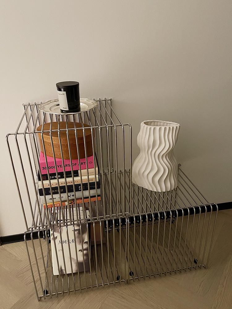 Beistelltisch für Sofa im Vintage-Stil aus Kohlenstoffstahl mit Zeitschriftenablage