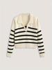 Retro Striped Polo Collar Wool Sweater for Women - Loose, Versatile Lapel Knitwear for Autumn