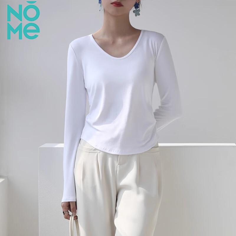 NOME Women's V-Neck Pleated Long Sleeve Slim Top