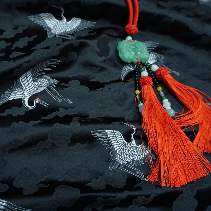 100*73cm Utsøkt Brokadestoff Luksus Retro Kinesiske Traner Sky Broderi Silkestoff DIY Cheongsam Hanfu Bekledningsmateriale