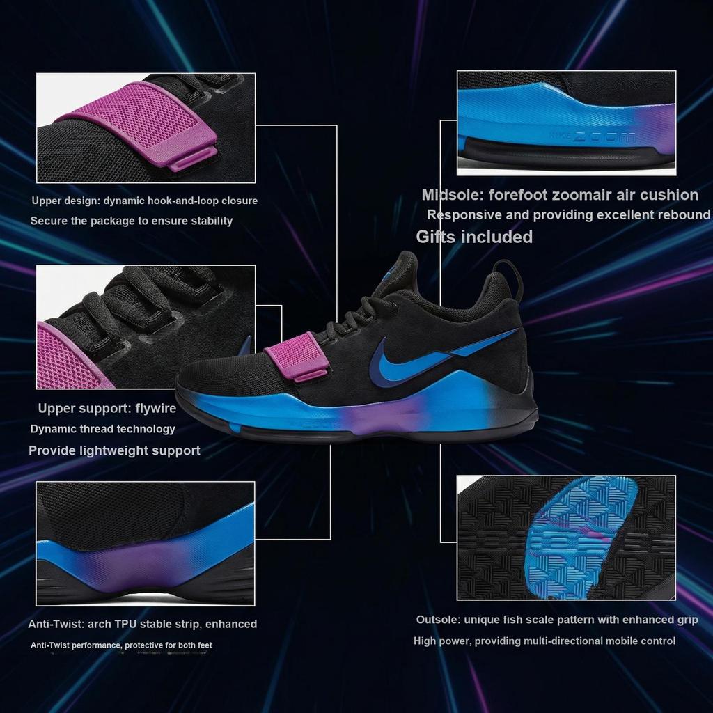 Nike PG 1 Flip the Switch Scarpe da Ginnastica da Uomo Nero Blu Profondo-Blu Reale-Blu Foto-Blu Fury-Viola Hyper IV2869-002