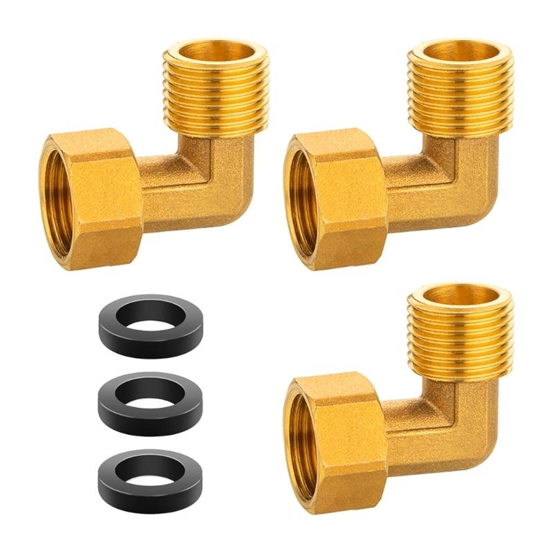 Pack Of 3 Practical Sturdy Brass 1/2Inch 90 Degree Point Connectors Male to Female Thread for Hot And Cold Water Supply