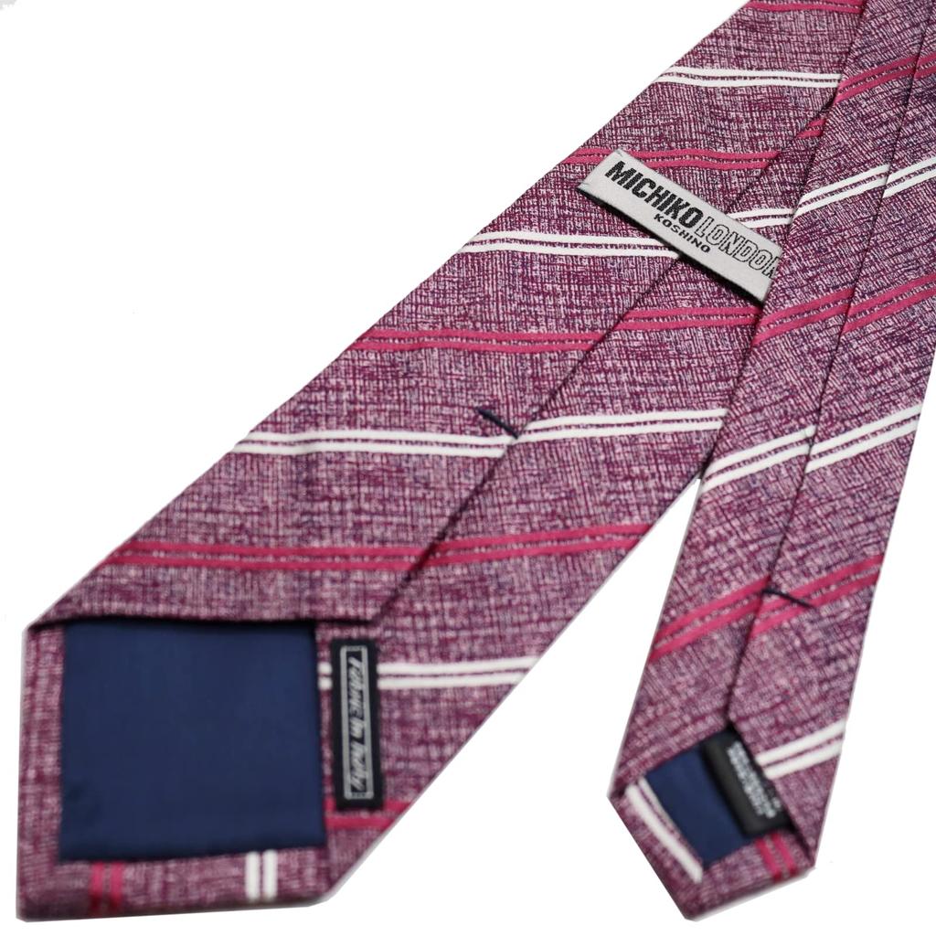 Michiko London KOSHINO Striped Silk Made In Italy with Japanese Perfect Gift for Men and Wine Tie, Fabric, 100% Silk, Women, Unisex, mki-017-B,