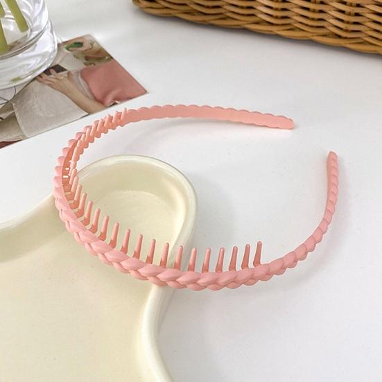 Women Headband Elastic Solid Color Anti-slip Frosted Braid Broken Hair Organization Face Washing Bath Hair Hoop with Teeth Female Headwear