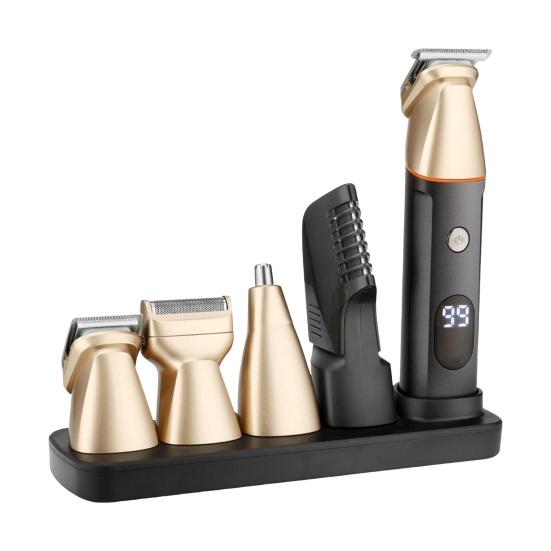 Cordless Hair Clipper for Men 5 in 1 Waterproof Grooming Kit with Interchangeable Heads