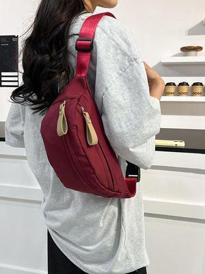 Nowy Styl Damska Torba Crossbody na Pierś i Pas z 3 Kieszeniami i Nadrukiem Logo - Duża Pojemność do Sportu i Biegania