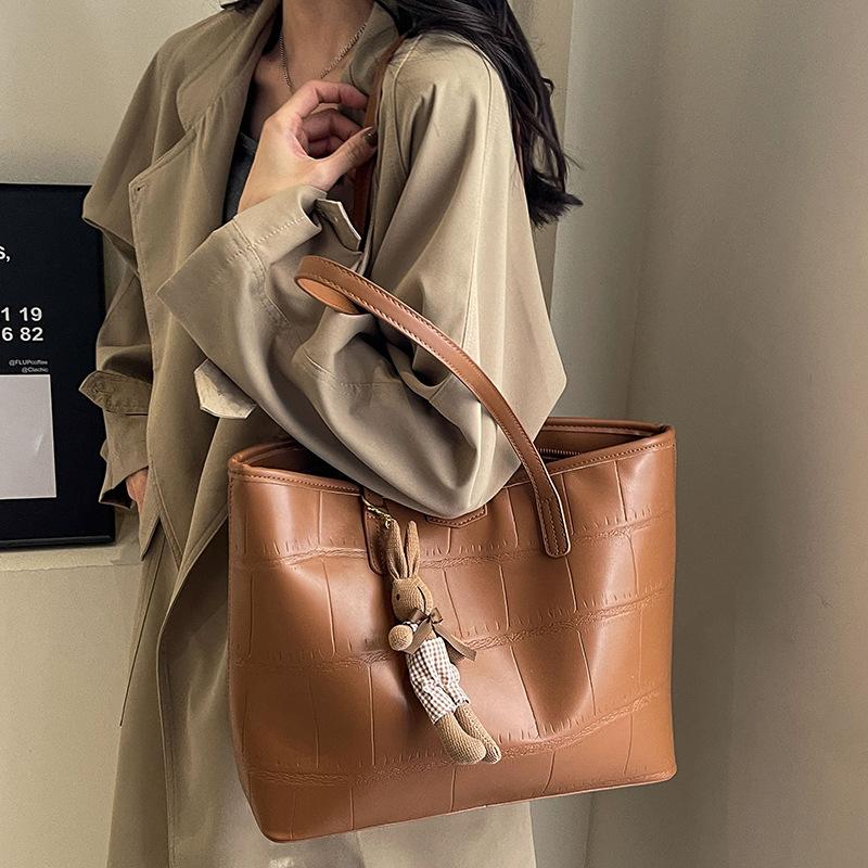 Handbag  Large Capacity  Simple Tote Bag  High End Plaid  Shoulder Bag Trendy