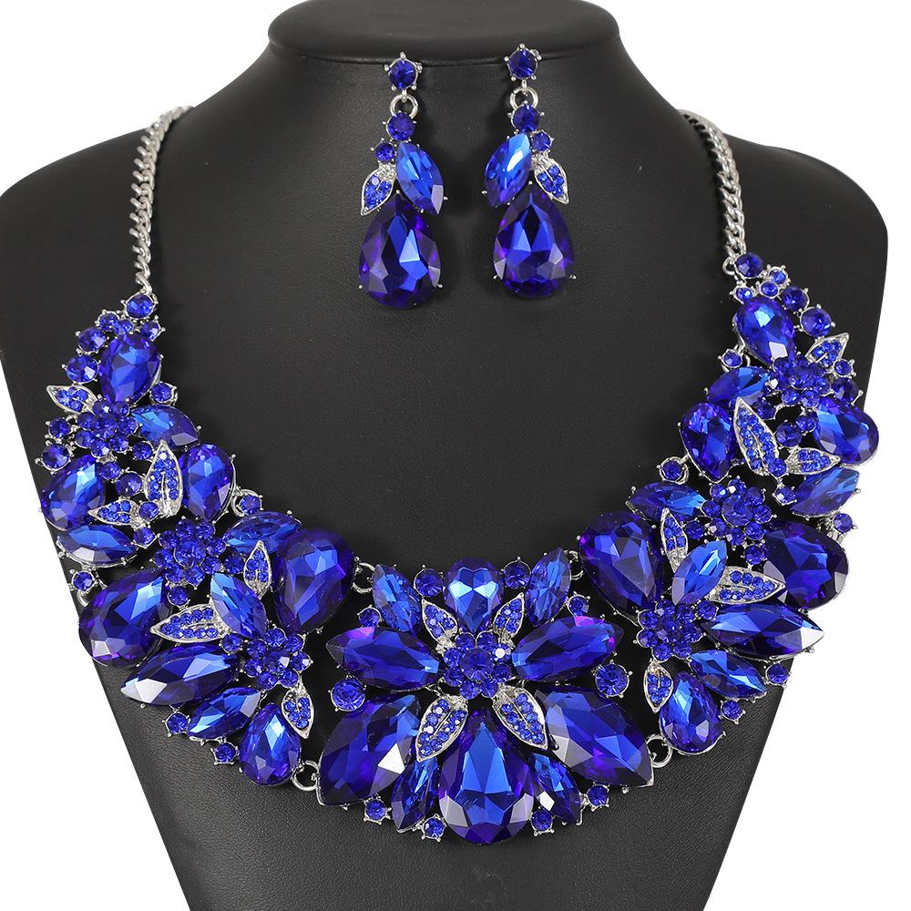 2026 Luxury Necklace Earrings Two-piece Full Diamond Fashion Chain Bridal Dress Wedding Banquet Accessories Women