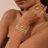 M MOOHAM Gold Beaded Bracelet Set for Women, Pearl Cross Stackable Jewelry | 14K Gold Plated Beaded Bracelets Set, Adjustable Stretch, Non Tarnish