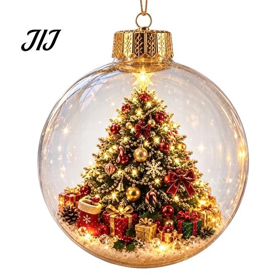 Year Round Home Accent Lighted Clear Christmas Ball Ornaments, Cute Santa Claus/Tree/Snowman/Angel Figure Inside Portable Light Decor The Xmas Hanging
