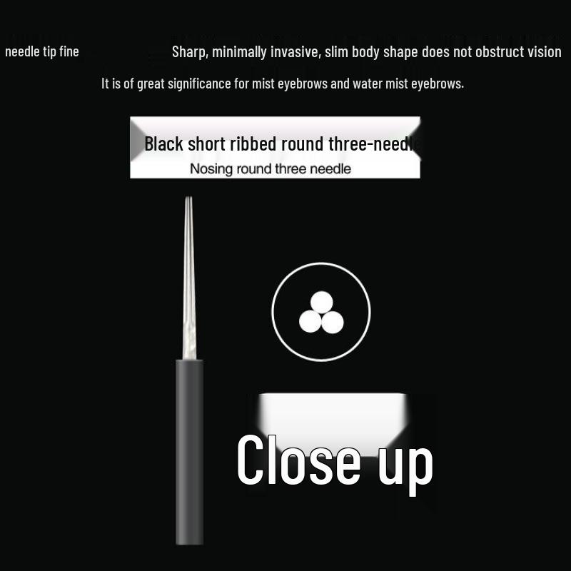 Manual Eyebrow Shading Pen with Microblading Needle Blades, 3-Pin & 5-Pin Round, Black Skin Powder Brows Tattoo Needles.