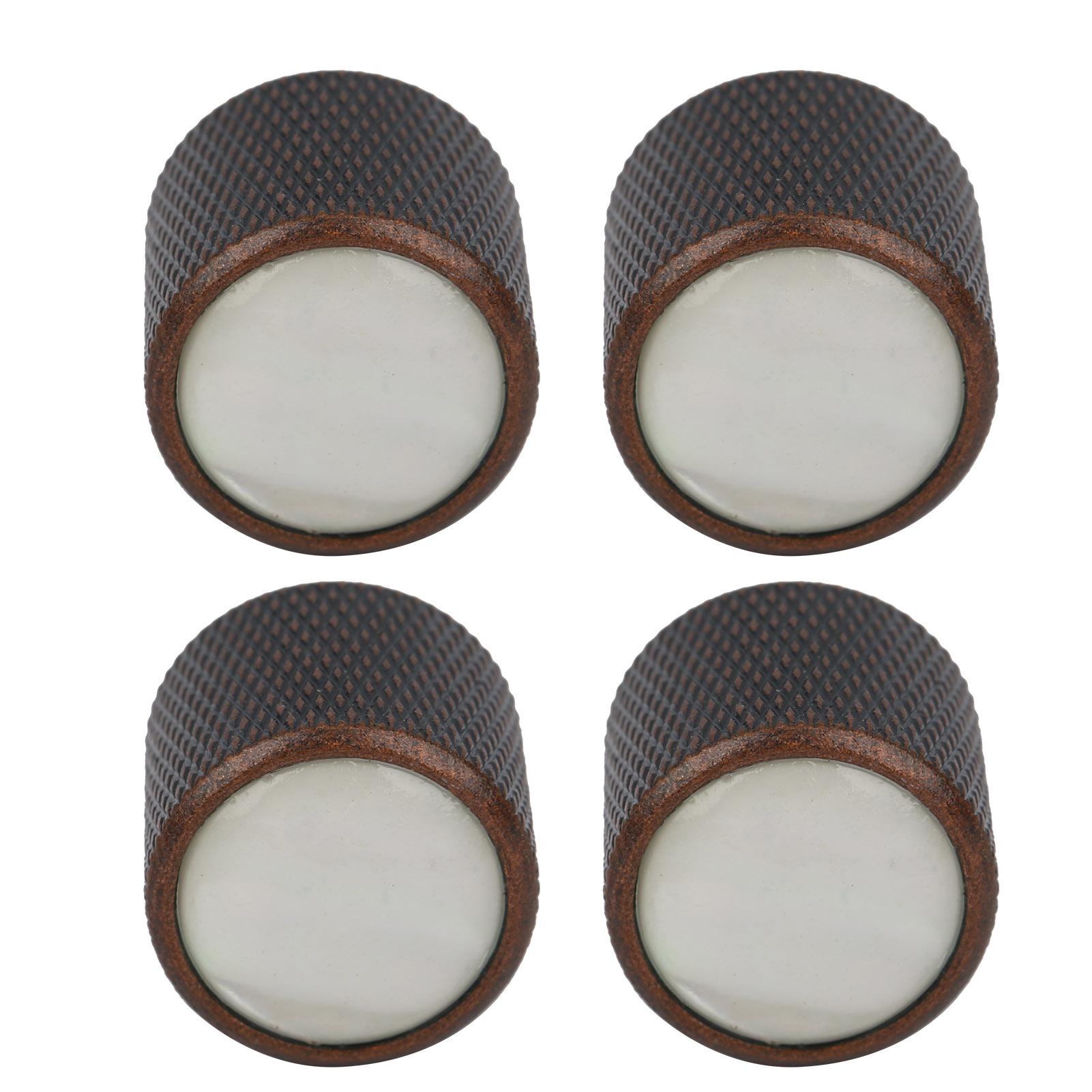 

4 Pcs Electric Bass Knob Dome Metal High End Shell Inlaid Tone Volume Control Guitar Parts(White Shell Bronze)