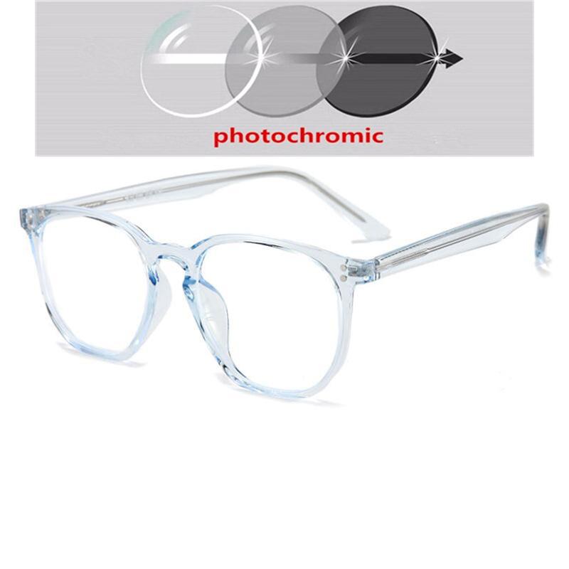 Blue Light Proof Polygon Myopia Glasses With Degree TR90 Transparent Gray Frame Prescription Spectacles 0 -0.5 -0.75 To -6.0