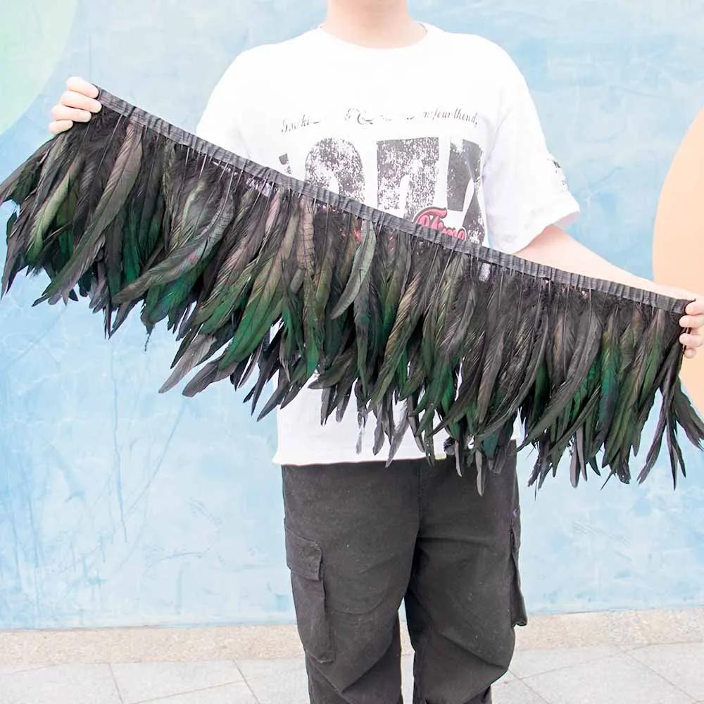1M Barevné kohoutí ocasní pera Ozdoby DIY Řemesla Karneval Šití Kostým Dekorace Kuřecí Peří Svatba Dámské Šaty 25-30cm