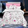 Custom Name Love Heart Valentine's Day 3D Duvet Cover Bedding Set Comforter Linen Pillowcases Wedding Decor Twin King Queen