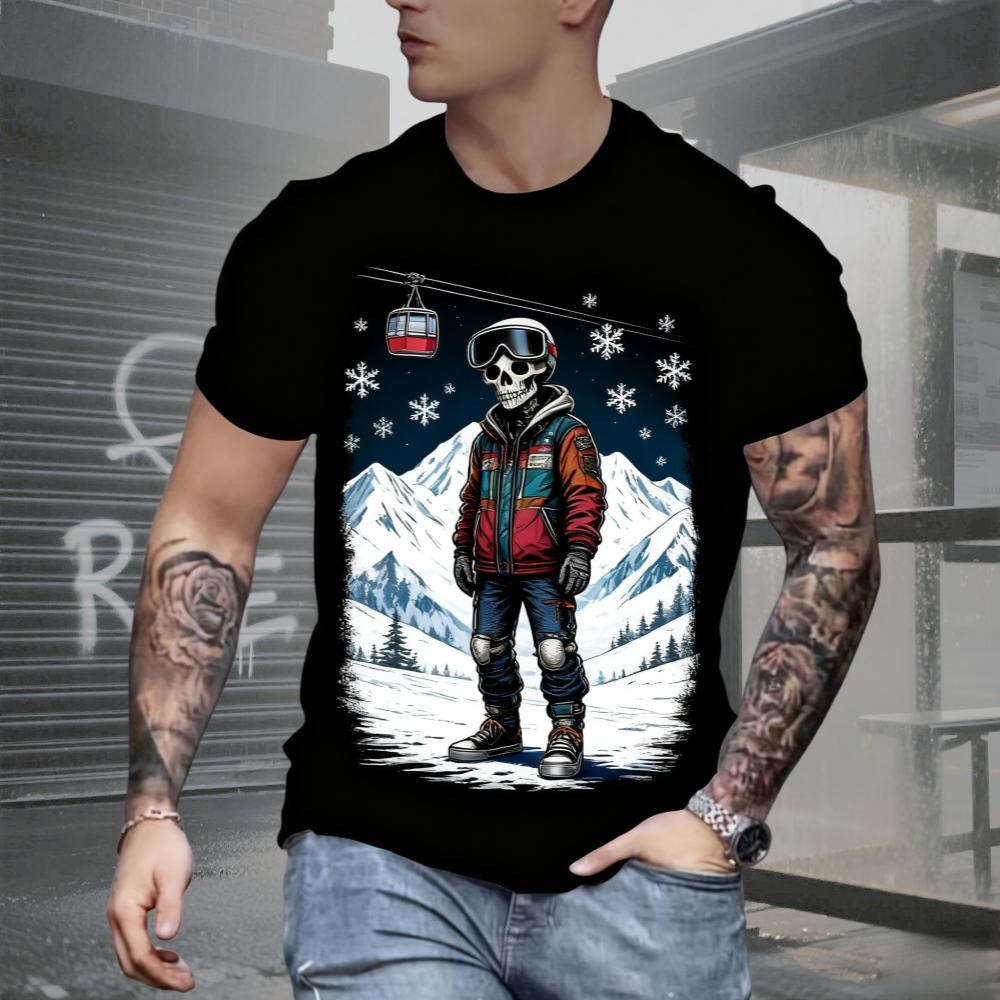 Summer AI Fashion Men's Skull Printed T-Shirts Breathable Short Sleeve Tee O-Neck Men's Clothing Vintage Comfort Y2k Women's Clothes