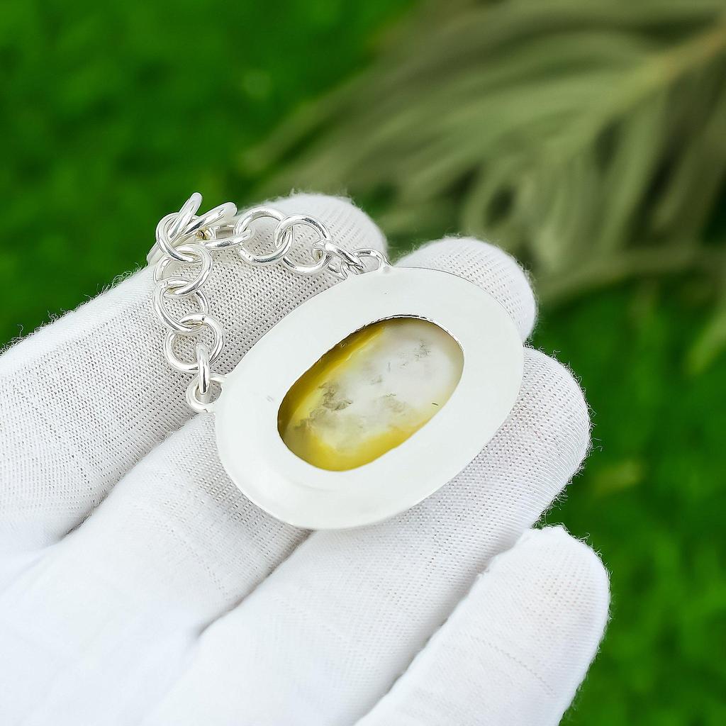 Birthday Gift For Her Natural Mother Of Pearl Gemstone Pendant 925 Silver