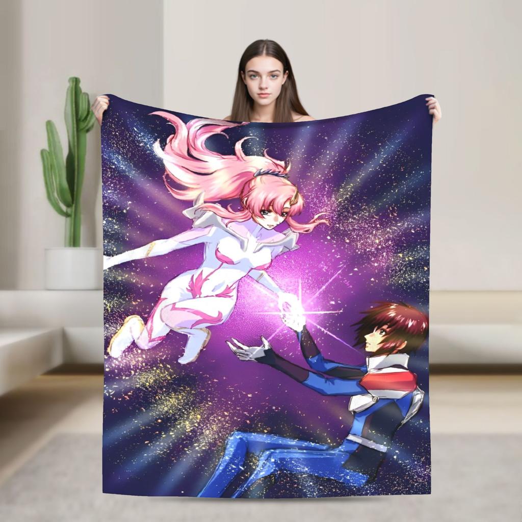 Gundam Flannel Blanket Autumn science fiction Warm Throw Blanket for Girls Boys Bedroom Print Bedspread Sofa Bed Cover