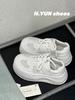 New thick-soled lightweight breathable single-mesh shoes women's board shoes round head leather comfortable 258