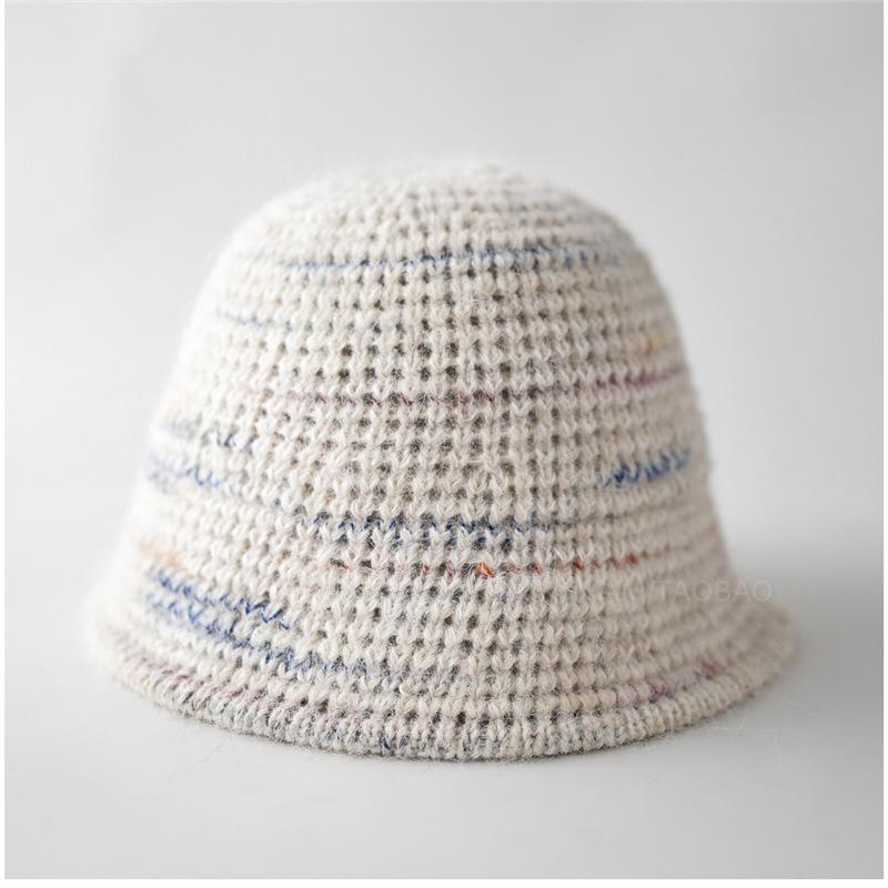 Autumn Winter Korean Thread Knitted Basin Hat Women'S Simple Casual Plain Warm Ear Protection And Windproof Wool Bucket Hat
