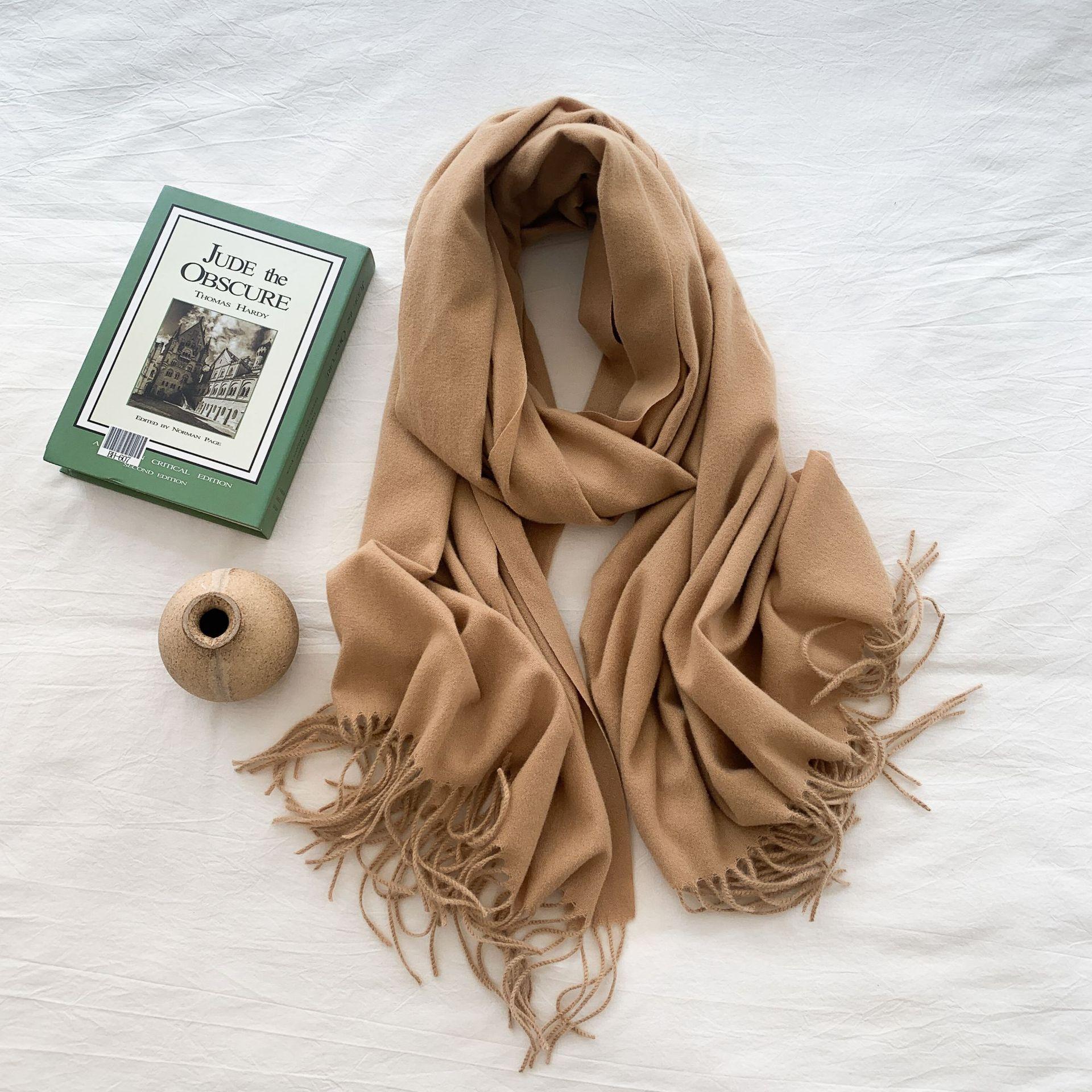 

Шарф из искусственного кашемира цвета конфет, женская зимняя однотонная теплая шаль, весенне-осенний японский простой шарф Above 175cm