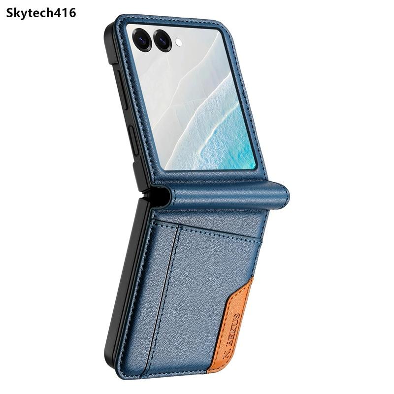 For Samsung Galaxy Z Flip 3 4 5 6 7 Leather Case Flip High Quality Card Slot Bracket Wallet Cover Casing