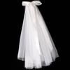 Wedding Veil with Metal Comb Wedding Hair Accessories for Flower Girl 2 Tier Tulle Length 18" Bow Ribbon Embellished