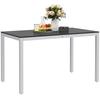 Garden Table, Aluminum, 120x70 Cm, Weatherproof Balcony Table with Wood Look, for 4-6 People, Black
