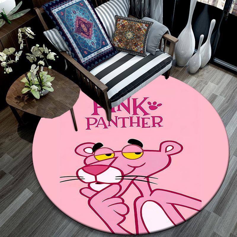 Pink Panther Pattern Round rug,Carpet Rug for Living Room Bedroom Playroom ,Non-slip Floor Mat,Holiday Gifts and Birthday Gifts.